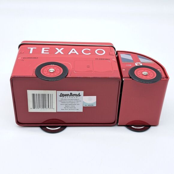 Texaco Chevron Collectible Tanker Rolling Tin Opens Storage Box Red - Picture 8 of 12